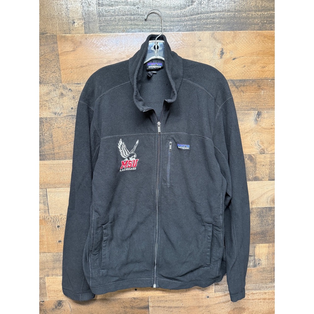 Patagonia Full Zip Fleece Jacket MSU Lacrosse Embroidered Black Mens‎ Large